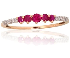 Auksinis žiedas - 16.5 - 1.08 g. - Briliantai (0,045Ct), Rubinas (0,246Ct)