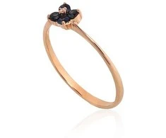 Auksinis žiedas - 16.5 - 1.08 g. - Briliantai (0,006Ct), Safyras (0,201Ct)