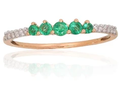 Auksinis žiedas - 17 - 1.02 g. - Briliantai (0,047Ct), Smaragdas (0,189Ct)