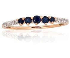Auksinis žiedas - 17 - 1.08 g. - Briliantai (0,048Ct), Safyras (0,238Ct)