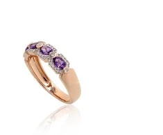 Auksinis žiedas - 17 - 2.83 g. - Briliantai (0,172Ct), Ametistas