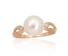 Auksinis žiedas - 17.5 - 2.13 g. - Briliantai (0,015Ct), Perlai