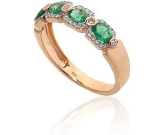Auksinis žiedas - 17.5 - 2.71 g. - Briliantai (0,176Ct), Smaragdas (0,638Ct)