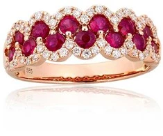 Auksinis žiedas - 17.5 - 2.99 g. - Briliantai (0,226Ct), Rubinas (0,813Ct)
