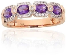 Auksinis žiedas - 18 - 2.93 g. - Briliantai (0,172Ct), Ametistas