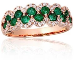 Auksinis žiedas - 18 - 2.94 g. - Briliantai (0,22Ct), Smaragdas (0,723Ct)
