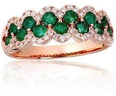 Auksinis žiedas - 18 - 2.94 g. - Briliantai (0,22Ct), Smaragdas (0,723Ct)