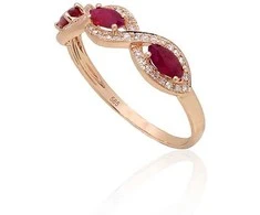 Auksinis žiedas - 18.5 - 1.59 g. - Briliantai (0,127Ct), Rubinas (0,561Ct)