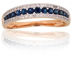 Auksinis žiedas - 19 - 2.21 g. - Briliantai (0,122Ct), Safyras (0,431Ct)