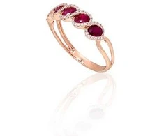 Auksinis žiedas - 19 - 2.58 g. - Briliantai (0,17Ct), Rubinas (1,3Ct)