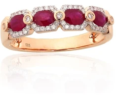 Auksinis žiedas - 19 - 2.94 g. - Briliantai (0,167Ct), Rubinas (0,768Ct)