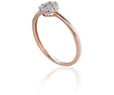 Auksinis žiedas su brangakmeniais. Metalas: Raudonas/Baltas Auksas. Praba: 585°. Akmuo: Briliantai - 16.5 - 1.14 g. - Briliantai (0,05Ct)