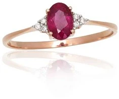 Auksinis žiedas su brangakmeniais. Metalas: Raudonas Auksas. Praba: 585°. Akmuo: Briliantai , Rubinas - 16.5 - 1.22 g. - Briliantai (0,036Ct), Rubinas (0,632Ct)