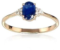 Auksinis žiedas su brangakmeniais. Metalas: Raudonas Auksas. Praba: 585°. Akmuo: Briliantai , Safyras - 16.5 - 1.11 g. - Briliantai (0,036Ct), Safyras (0,643Ct)