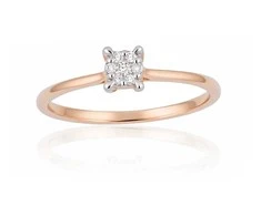 Auksinis žiedas su brangakmeniais. Metalas: Raudonas Auksas. Praba: 585°. Akmuo: Briliantai - 16 - 1.29 g. - Briliantai (0,075Ct)