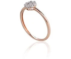 Auksinis žiedas su brangakmeniais. Metalas: Raudonas/Baltas Auksas. Praba: 585°. Akmuo: Briliantai - 16.5 - 1.14 g. - Briliantai (0,05Ct)
