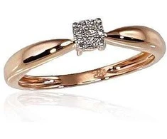 Auksinis žiedas su brangakmeniais. Metalas: Raudonas Auksas. Praba: 585°. Akmuo: Briliantai - 1.49 g. - 18.5 - Briliantai (0,024Ct)