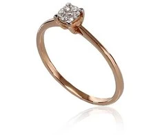 Auksinis žiedas su brangakmeniais. Metalas: Raudonas Auksas. Praba: 585°. Akmuo: Briliantai - 16.5 - 1.52 g. - Briliantai (0,075Ct)