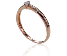 Auksinis žiedas su brangakmeniais. Metalas: Raudonas Auksas. Praba: 585°. Akmuo: Briliantai - 16 - 1.17 g. - Briliantai (0,112Ct)