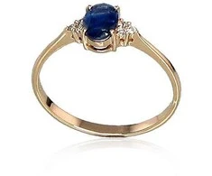 Auksinis žiedas su brangakmeniais. Metalas: Raudonas Auksas. Praba: 585°. Akmuo: Briliantai , Safyras - 16.5 - 1.11 g. - Briliantai (0,036Ct), Safyras (0,643Ct)