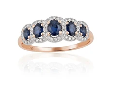 Auksinis žiedas su brangakmeniais. Metalas: Raudonas Auksas. Praba: 585°. Akmuo: Briliantai , Safyras - 19 - 1.65 g. - Briliantai (0,122Ct), Safyras (0,687Ct)