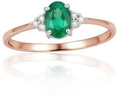 Auksinis žiedas su brangakmeniais. Metalas: Raudonas Auksas. Praba: 585°. Akmuo: Briliantai , Smaragdas - 17 - 1.04 g. - Briliantai (0,039Ct), Smaragdas (0,4Ct)