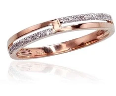 Auksinis žiedas su brangakmeniais. Metalas: Raudonas Auksas. Praba: 585°. Akmuo: Briliantai - 17 - 1.46 g. - Briliantai (0,068Ct)