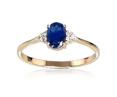 Auksinis žiedas su brangakmeniais. Metalas: Raudonas Auksas. Praba: 585°. Akmuo: Briliantai , Safyras - 15.5 - 1.16 g. - Briliantai (0,036Ct), Safyras (0,461Ct)