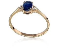 Auksinis žiedas su brangakmeniais. Metalas: Raudonas Auksas. Praba: 585°. Akmuo: Briliantai , Safyras - 16 - 1.19 g. - Briliantai (0,036Ct), Safyras (0,461Ct)
