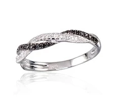 Auksinis žiedas su brangakmeniais. Metalas: Baltas Auksas. Praba: 585°. Akmuo: Briliantai , Briliantai (Juodi) - 16 - 1.4 g. - Briliantai (0,08Ct), Briliantai (Juodi) (0,061Ct)