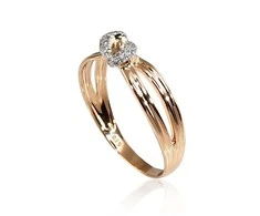 Auksinis žiedas su brangakmeniais. Metalas: Raudonas Auksas. Praba: 585°. Akmuo: Briliantai - 17 - 1.85 g. - Briliantai (0,064Ct)