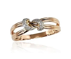 Auksinis žiedas su brangakmeniais. Metalas: Raudonas Auksas. Praba: 585°. Akmuo: Briliantai - 17 - 1.85 g. - Briliantai (0,064Ct)
