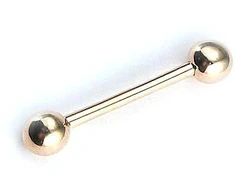 Auksinių auskarų vėrimas į liežuvį - 0.94 g. - 27 mm.