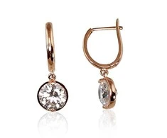 Auksiniai auskarai anglišku užsegimu, Raudonas Auksas, Cirkonai - 2.38 g. - 23 mm.