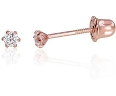 Auksiniai auskarai vinukai, užsukami, Raudonas Auksas, Cirkonai - 2 mm. - 0.22 g.