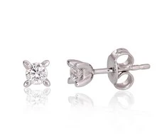 Auksiniai auskarai su brangakmeniais. Metalas: Baltas Auksas. Praba: 585°. Akmuo: Briliantai - 0.97 g. - 4 mm. - Briliantai (0,25Ct)