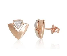 Auksiniai auskarai su brangakmeniais. Metalas: Raudonas Auksas. Praba: 585°. Akmuo: Briliantai - 2.27 g. - 11 mm. - Briliantai (0,06Ct)