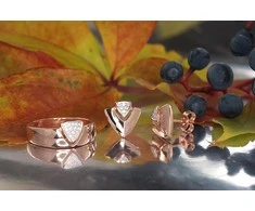 Auksiniai auskarai su brangakmeniais. Metalas: Raudonas Auksas. Praba: 585°. Akmuo: Briliantai - 2.27 g. - 11 mm. - Briliantai (0,06Ct)