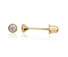 Auksiniai auskarai vinukai, užsukami, Geltonas Auksas, Cirkonai - 3 mm. - 0.31 g.