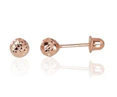 Auksiniai auskarai vinukai, užsukami, Raudonas Auksas, Be akmens - 4 mm. - 0.47 g.