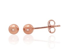 Auksiniai auskarai vinukai, Raudonas Auksas, Be akmens - 4 mm. - 0.38 g.