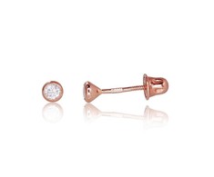 Auksiniai auskarai vinukai, užsukami, Raudonas Auksas, Cirkonai - 3 mm. - 0.3 g.