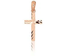 Auksinis pakabukas kryželis. Metalas: Raudonas Auksas. Praba: 585°. - 0.31 g. - 20 mm.