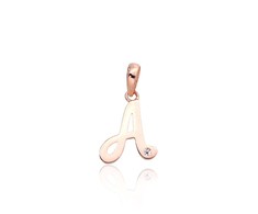 Auksinis pakabukas - vardo raidė, Raudonas Auksas, praba 585°, Akmuo: Cirkonai - 0.34 g. - 16 mm.