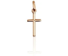 Auksinis pakabukas kryželis. Metalas: Raudonas Auksas. Praba: 585°. - 0.36 g. - 21 mm.