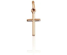 Auksinis pakabukas kryželis. Metalas: Raudonas Auksas. Praba: 585°. - 0.36 g. - 21 mm.