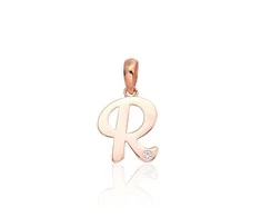 Auksinis pakabukas - vardo raidė, Raudonas Auksas, praba 585°, Akmuo: Cirkonai - 0.43 g. - 16 mm.