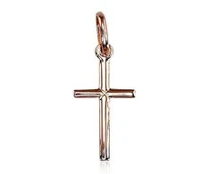 Auksinis pakabukas kryželis. Metalas: Raudonas Auksas. Praba: 585°. - 0.48 g. - 23 mm.