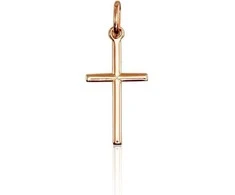 Auksinis pakabukas kryželis. Metalas: Raudonas Auksas. Praba: 585°. - 0.61 g. - 27 mm.