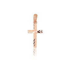 Auksinis pakabukas kryželis. Metalas: Raudonas Auksas. Praba: 585°. - 0.32 g. - 20 mm.